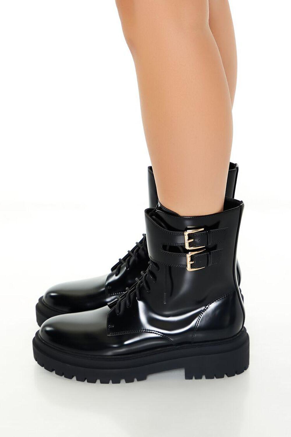 Buckled Lug-Sole Combat Booties | Forever 21 Product Image