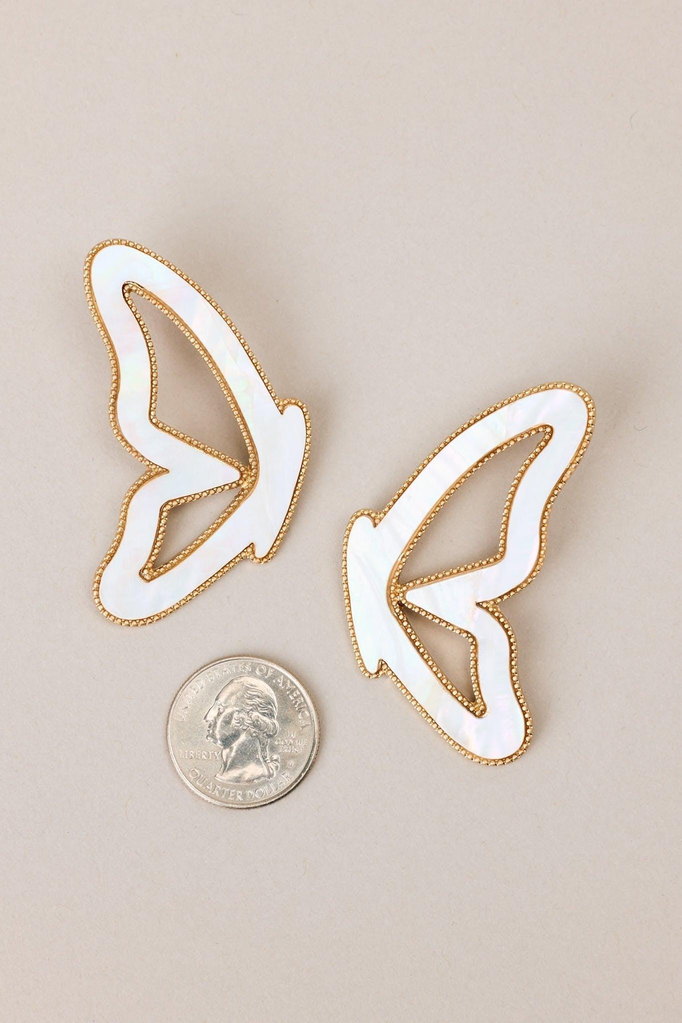 Enchanted Flutter Iridescent White Butterfly Earrings Product Image