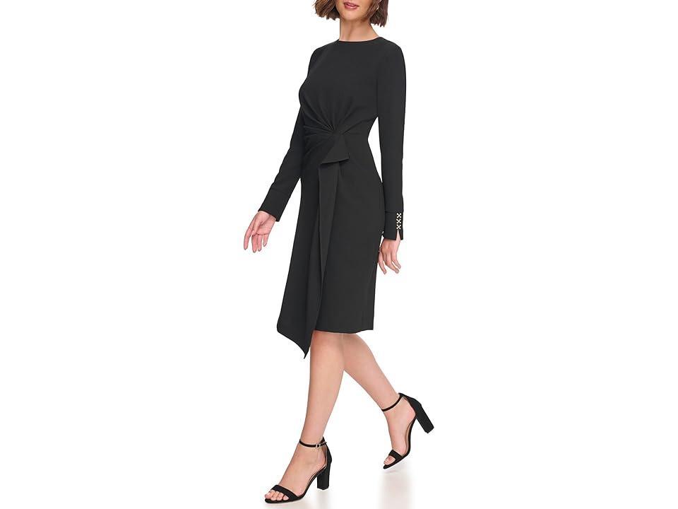 Tommy Hilfiger Long Sleeve Drape Crepe Knot Waist Women's Dress Product Image