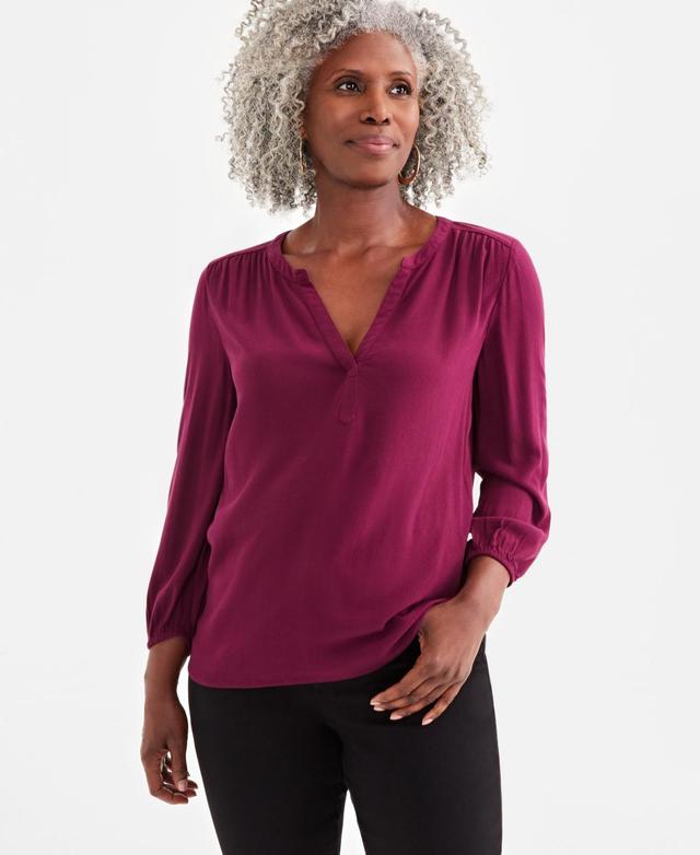 Style & Co Womens Split Neck Popover Blouse, Created for Macys Product Image