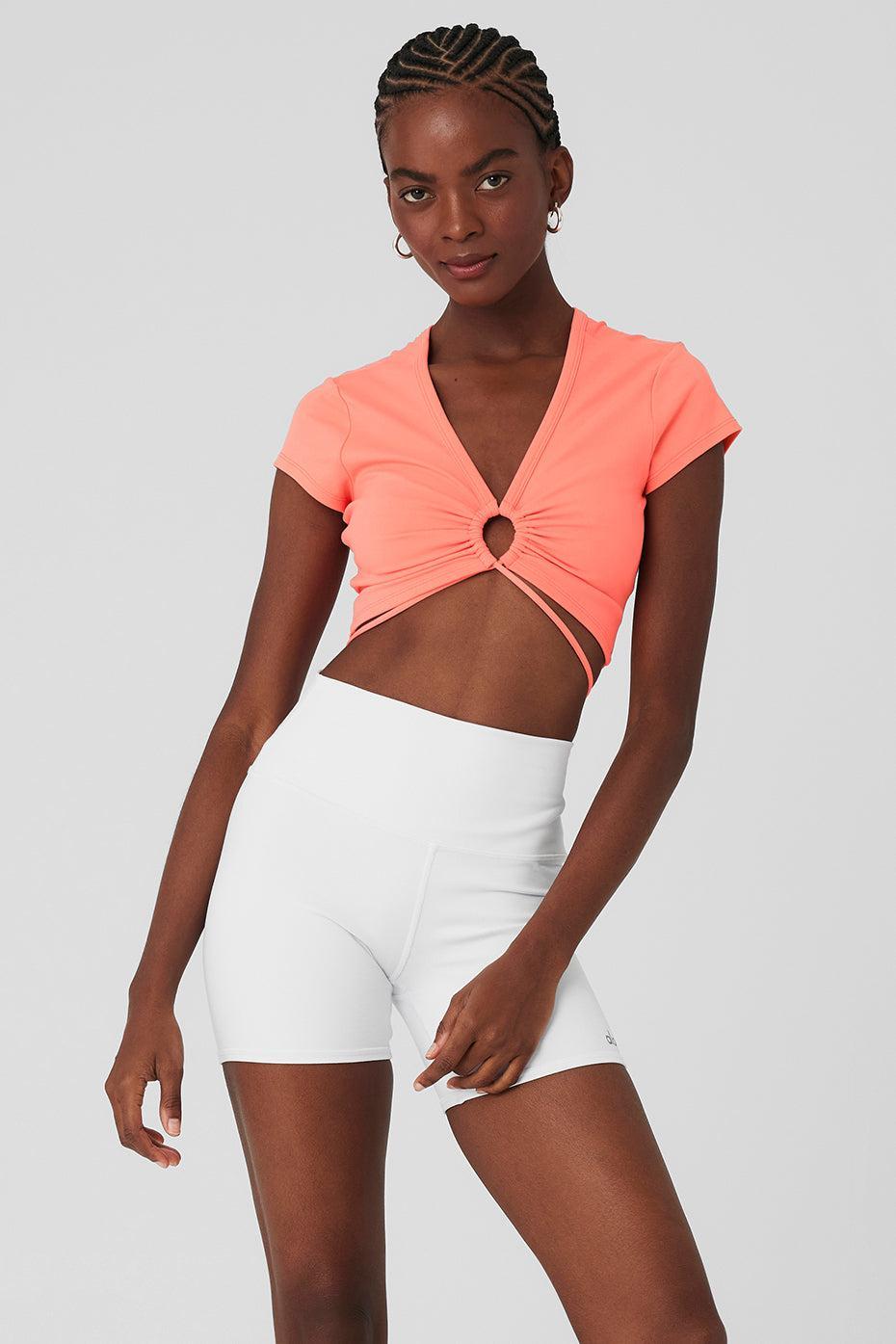 Airbrush Criss Cross Short Sleeve Top Pink | Alo Yoga Product Image