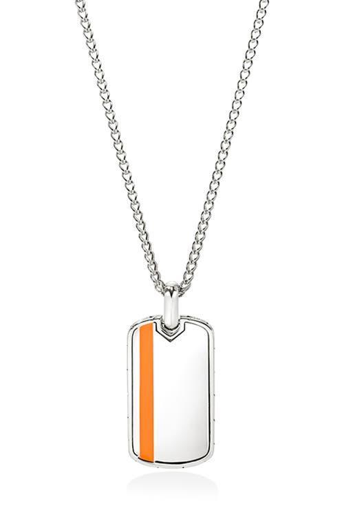 Mens Sterling Silver & Enamel Tag Pendant Necklace Product Image