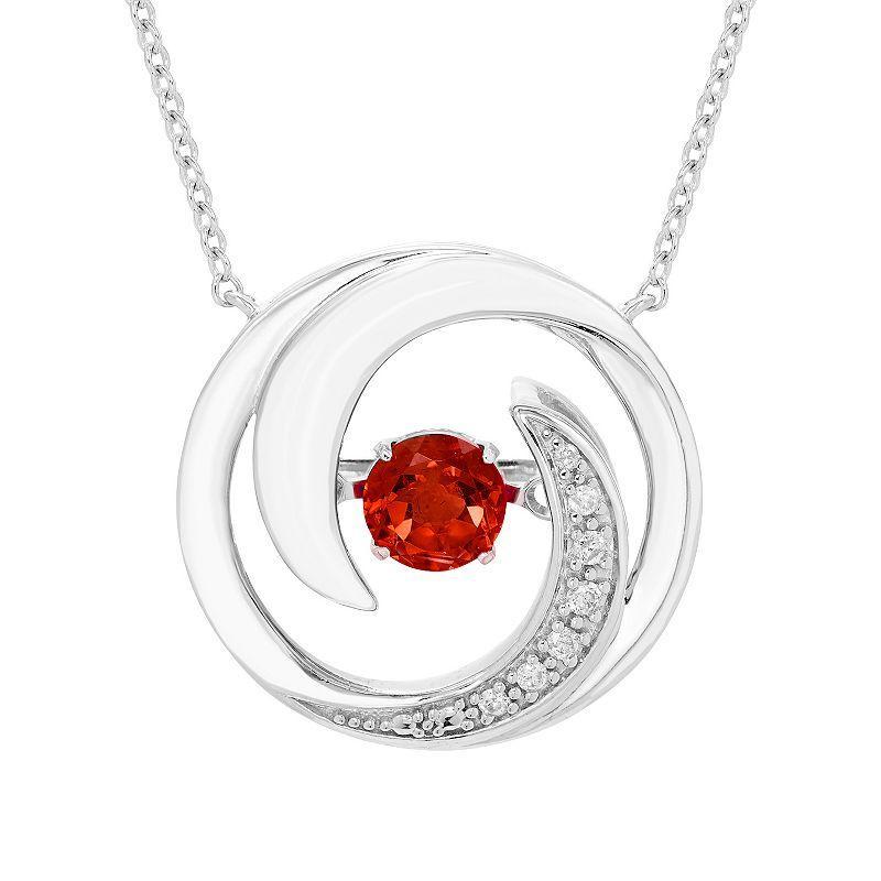 Boston Bay Diamonds Brilliance in Motion Sterling Silver Garnet & Diamond Accent Swirl Necklace, Womens Red Product Image