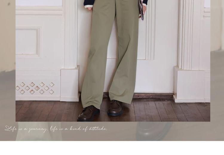 High Rise Plain Loose Fit Slacks Product Image