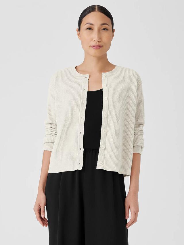 EILEEN FISHER Organic Cotton Chenille Crew Neck Cardiganfemale Product Image