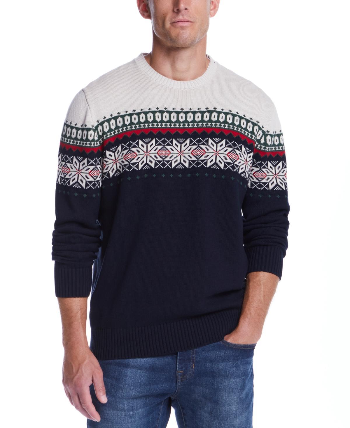 Weatherproof Vintage Mens Crewneck Snowflake-Pattern Long Sleeve Sweater Product Image