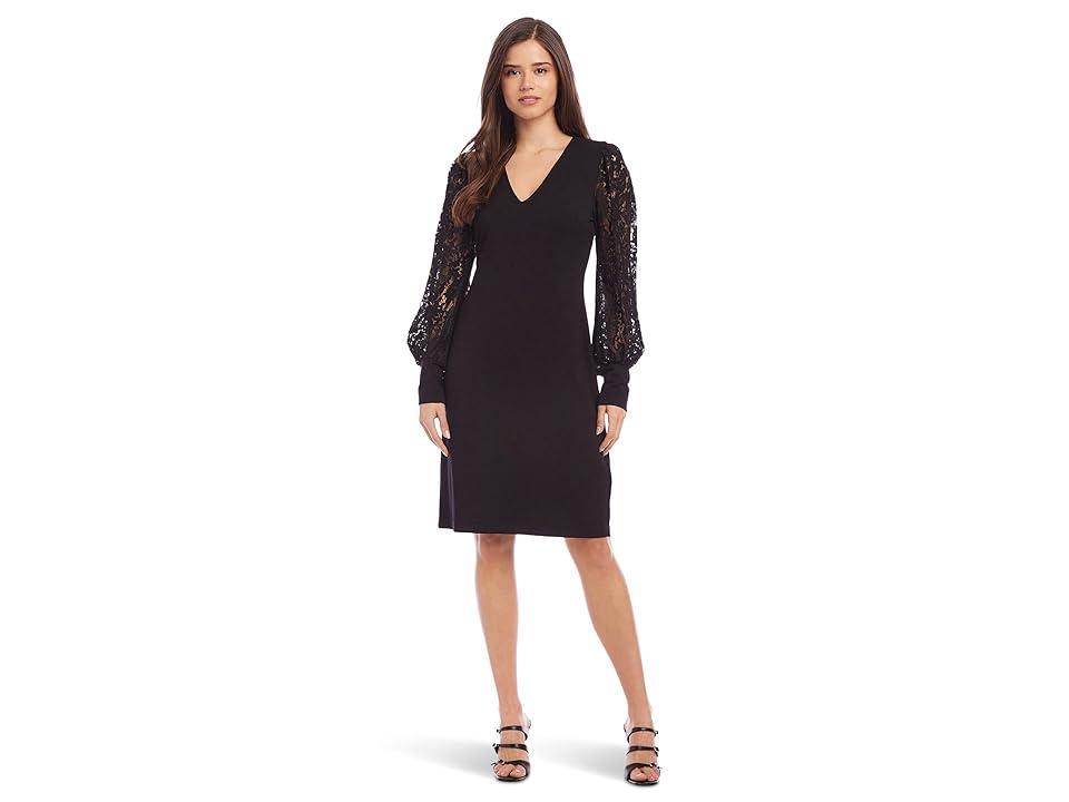 Karen Kane Mixed Media Long Sleeve Sheath Dress Product Image