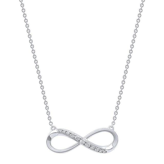 10k White Gold 1/10 Carat T.W. Diamond Infinity Charm Necklace, Womens 10k Whgold Product Image