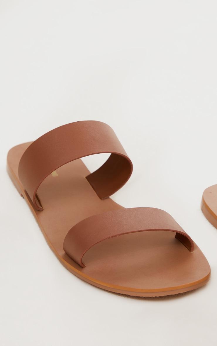 Tan Wide Fit Leather Twin Strap Sandal Product Image