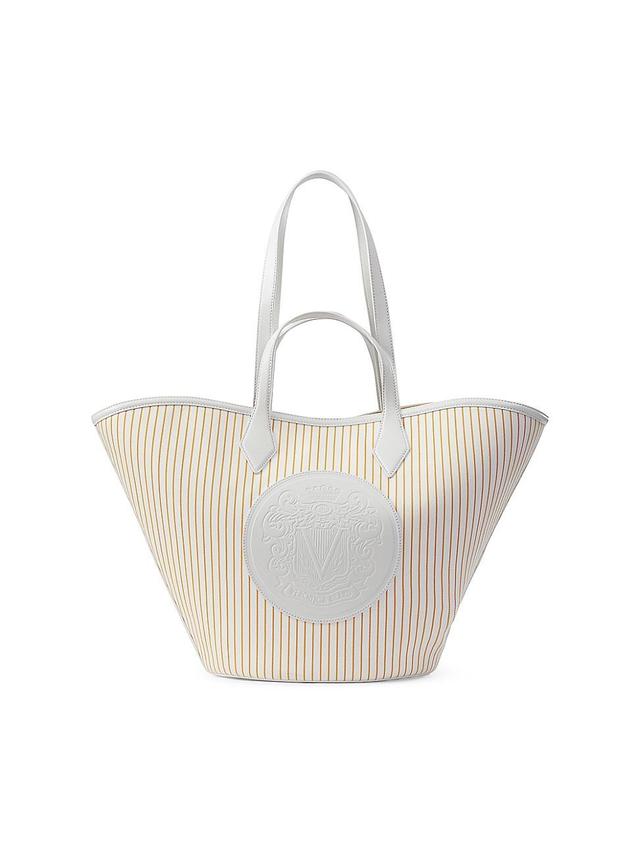 Womens Crest Striped Canvas Tote Bag Product Image