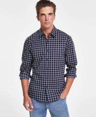 Men's Slim-Fit Stretch Windowpane Check Button-Down Shirt Product Image