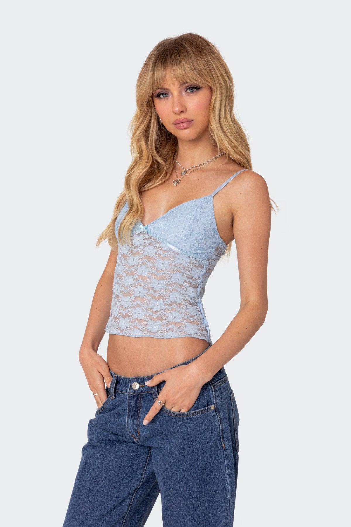 Eira Sheer Lace Tank Top Product Image