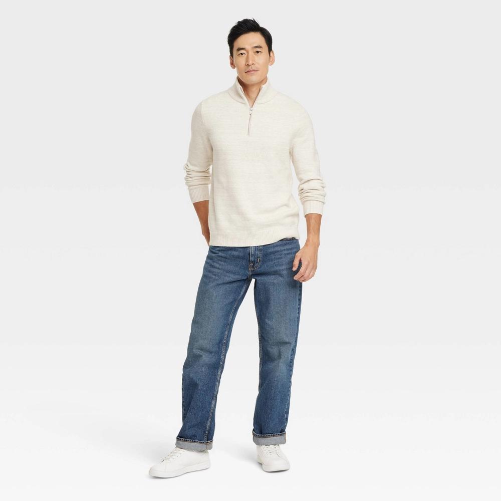 Men's Quarter Zip Sweater - Goodfellow & Co™ Cream XL Product Image