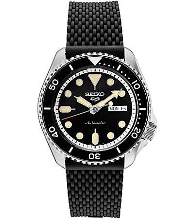 Seiko Mens 5 Sports Stainless Steel Black Dial Watch - SRPG27 Silver Product Image