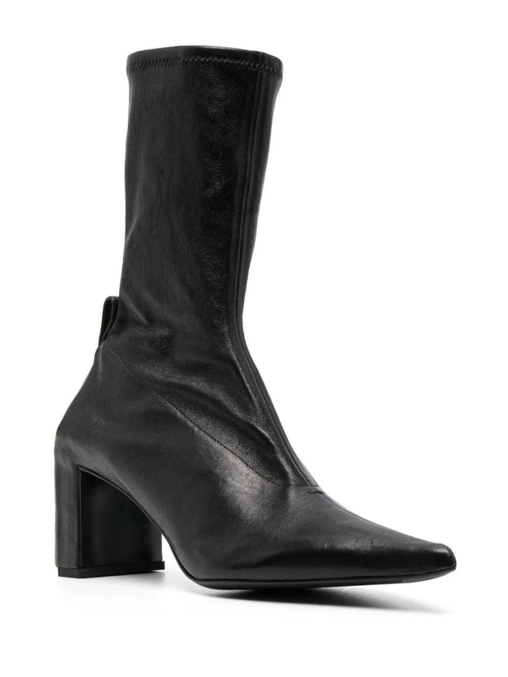 Stretch Leather Glove Ankle Boots In Black Product Image