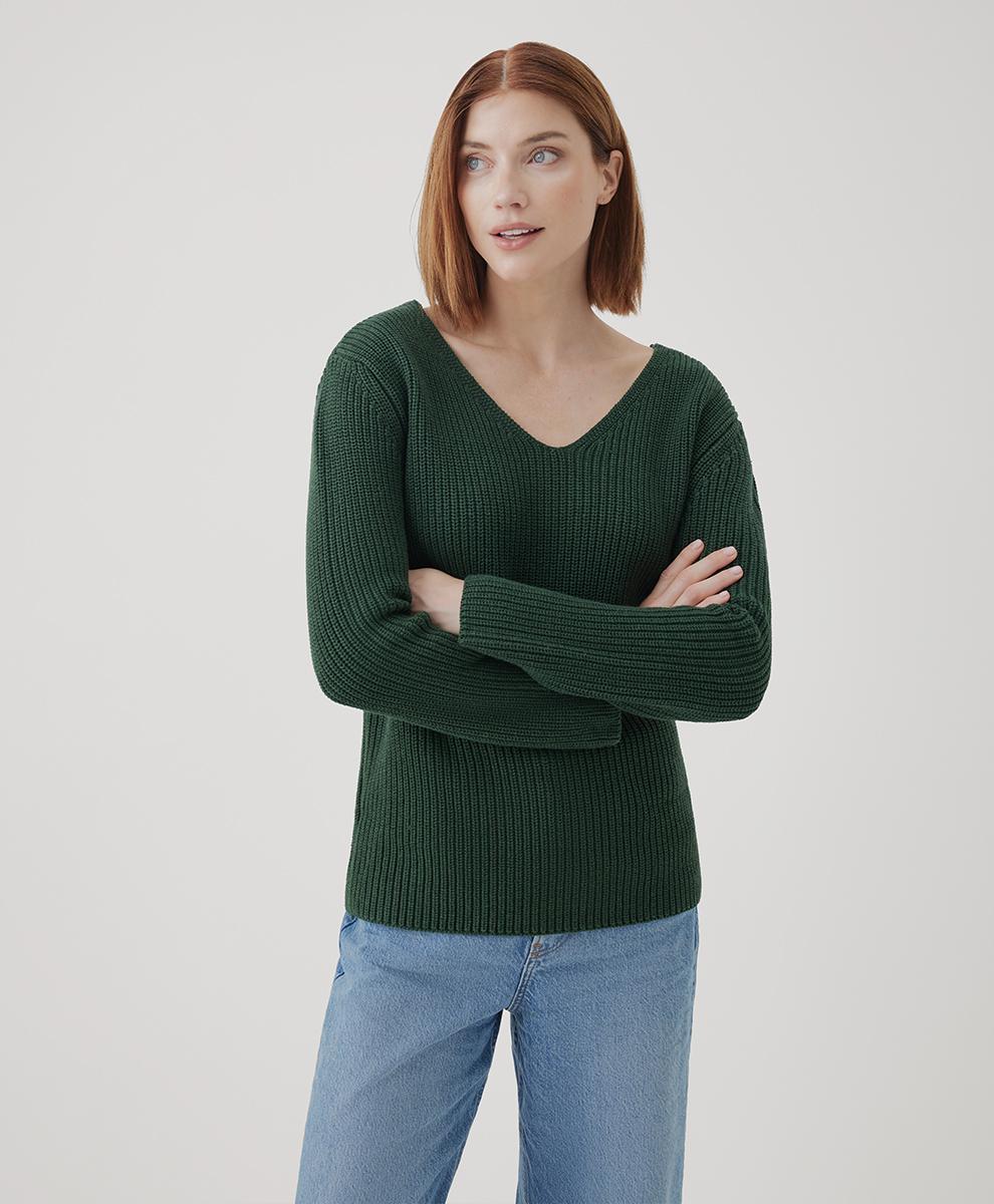 Womens Fisherman Knit Tie-Back Sweater M Product Image