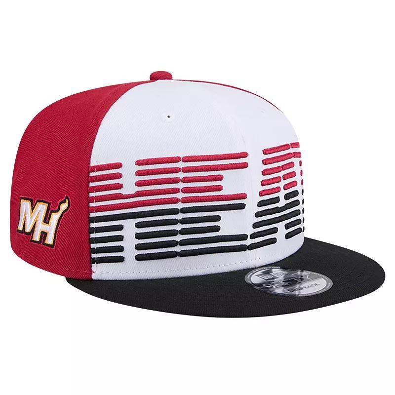 Mens New Era /Black Miami Heat Throwback Gradient Tech Font 9FIFTY Snapback Hat Product Image