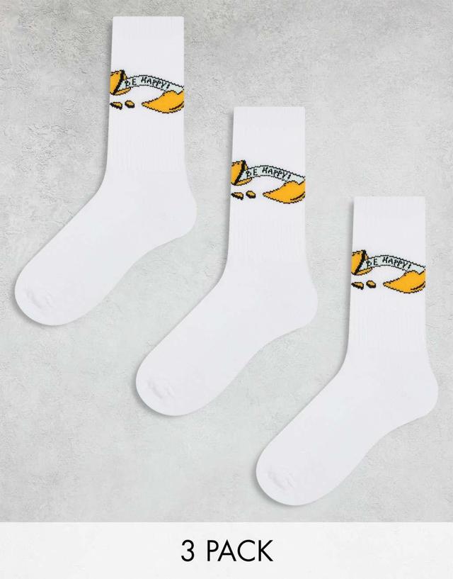 ASOS DESIGN 3 pack fortune cookie socks in white Product Image