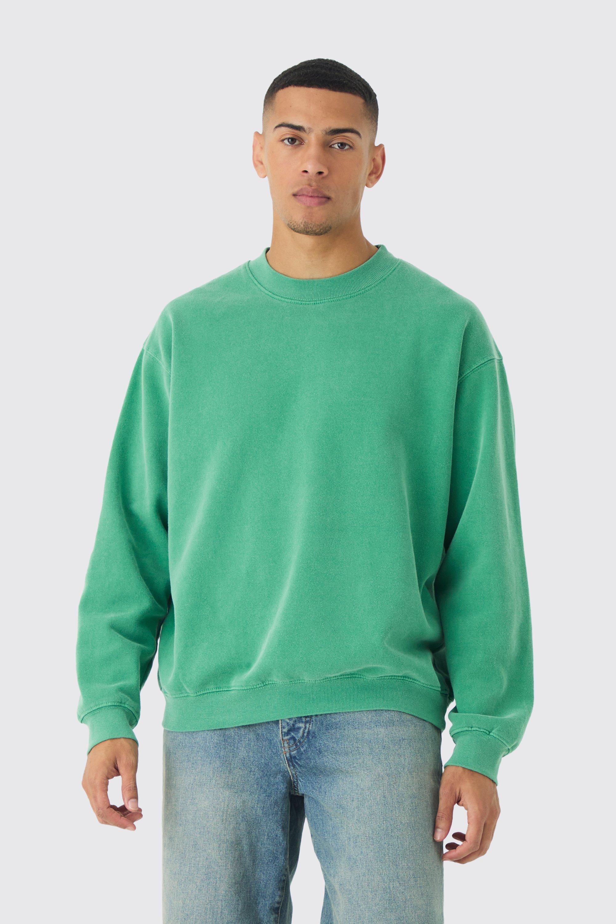 Oversized Extended Neck Washed Sweatshirt | boohooMAN USA Product Image