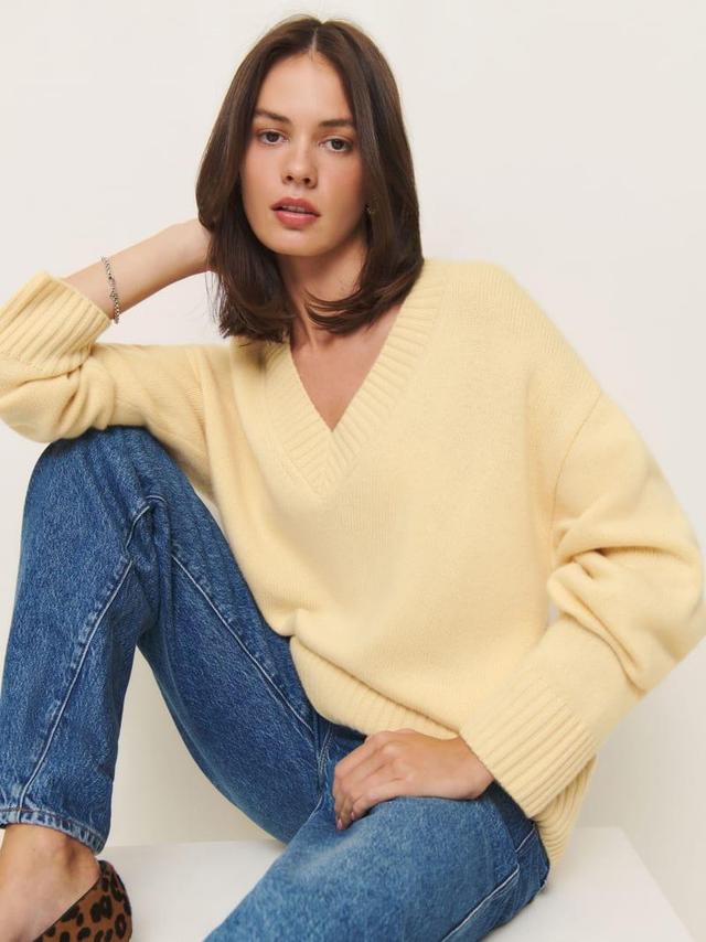 Jadey Cashmere Oversized V-neck Sweater Product Image