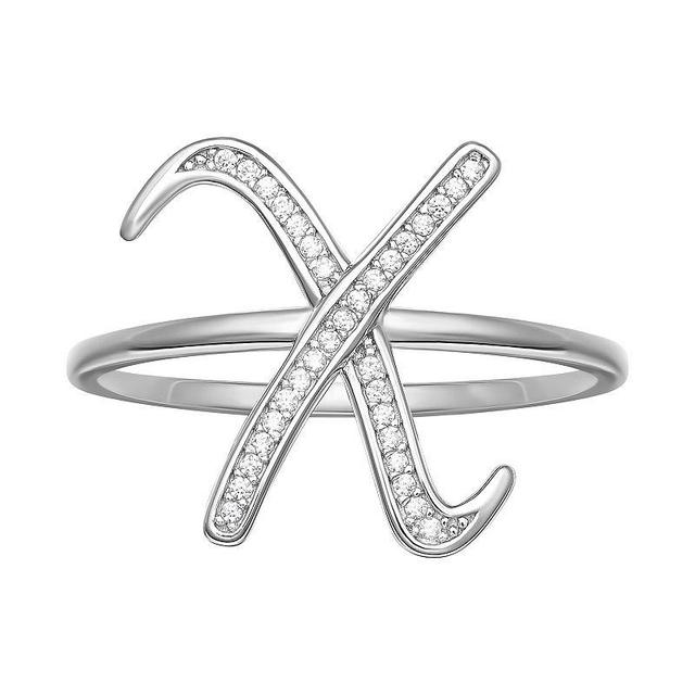 PRIMROSE Sterling Silver Cubic Zirconia Initial Ring, Womens Sterling Silver U Product Image