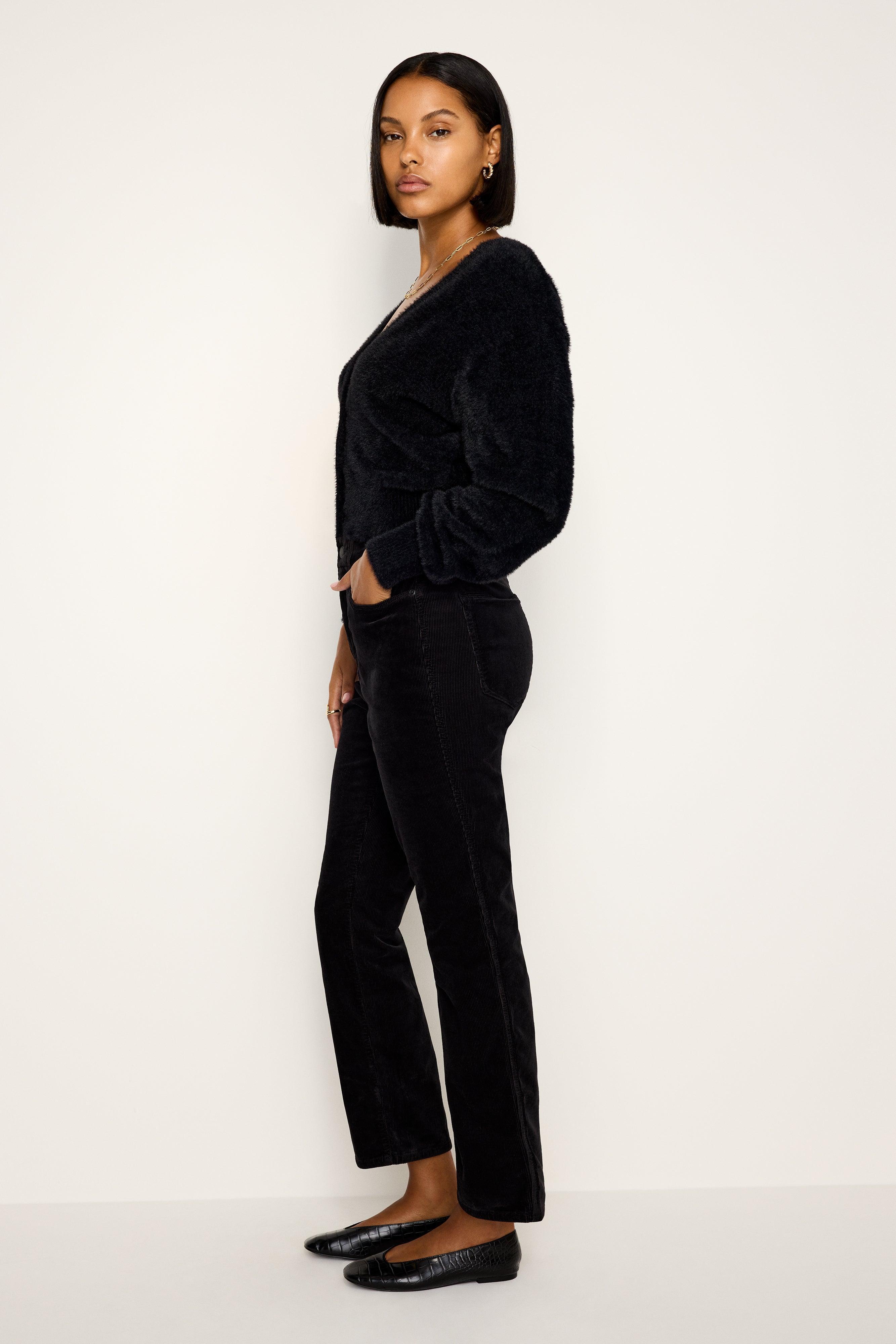 GOOD CURVE STRAIGHT CORDUROY PANTS | BLACK001 Product Image