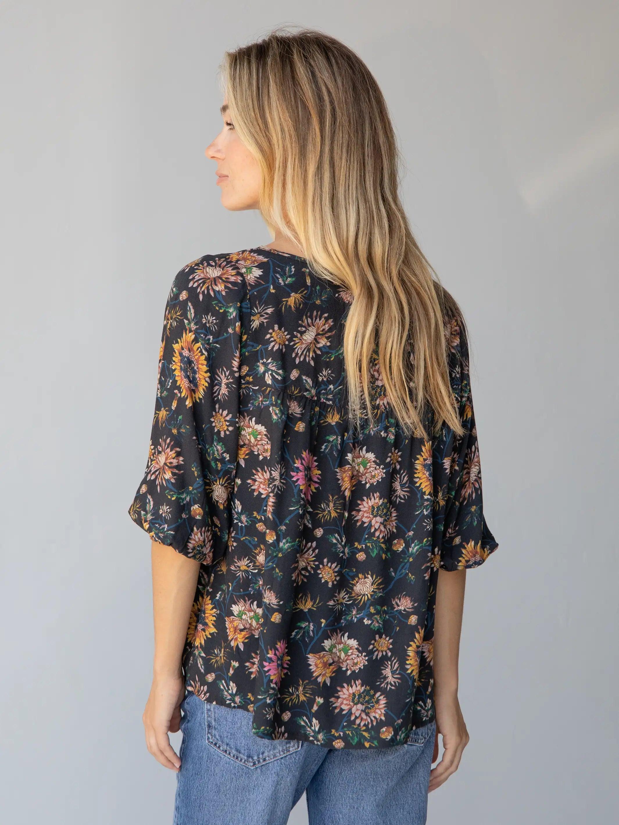 Maribel Top - Black Floral Product Image