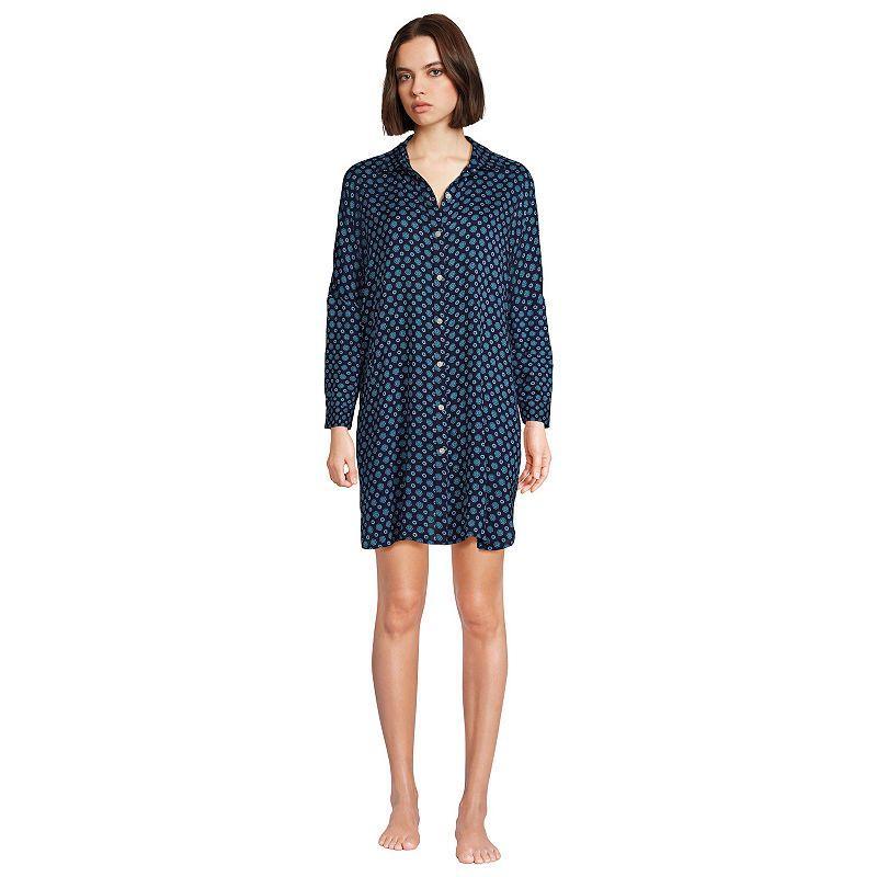 Womens Lands End Sheer Modal Oversized Button Front Swim Cover-Up Product Image