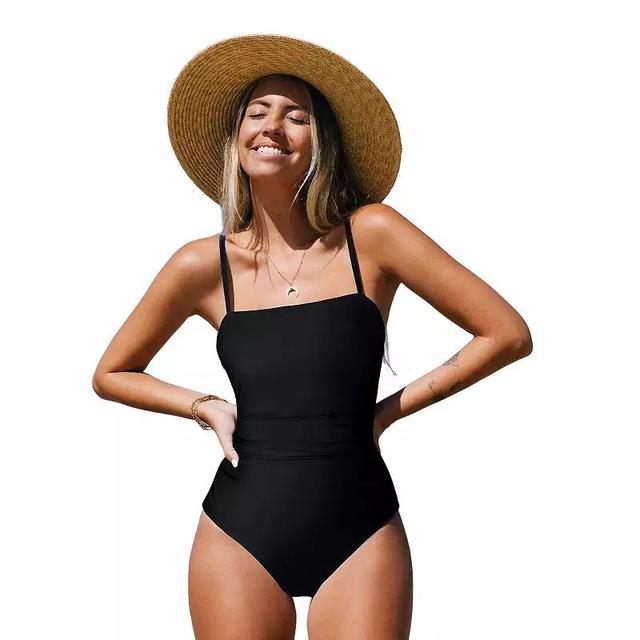 Womens CUPSHE Sandy Shirred Strappy Cutout One Piece Swimsuit Product Image