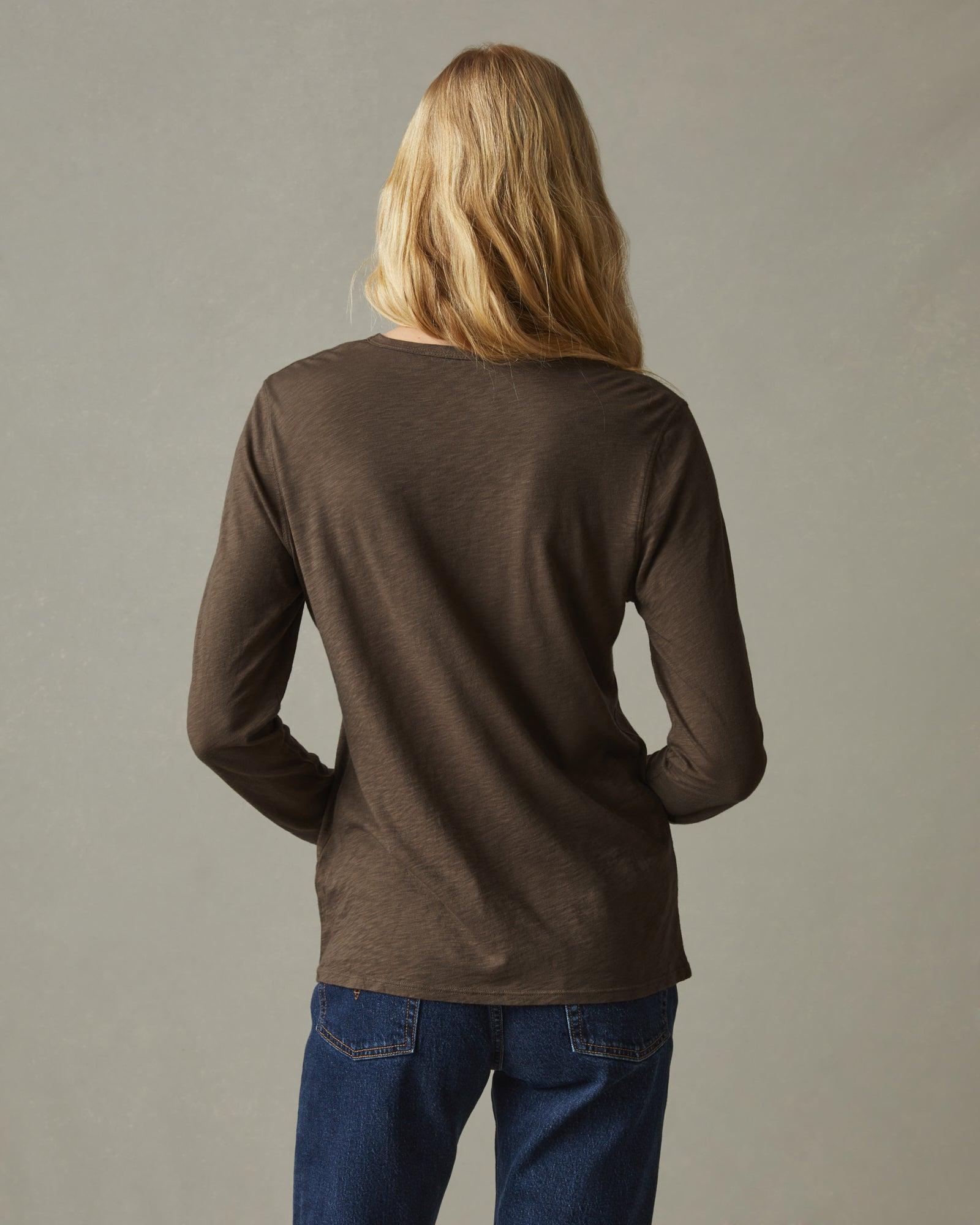 Airy Supima Boxy Long Sleeve Crew - Oak Female Product Image