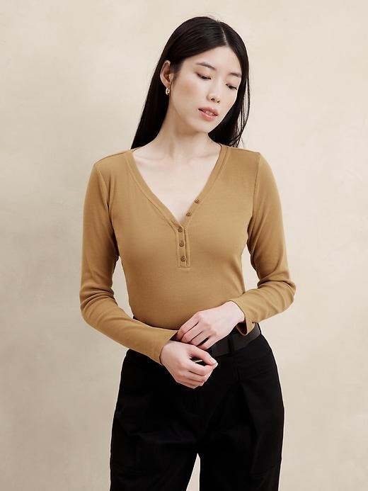 Ribbed Henley Top product image