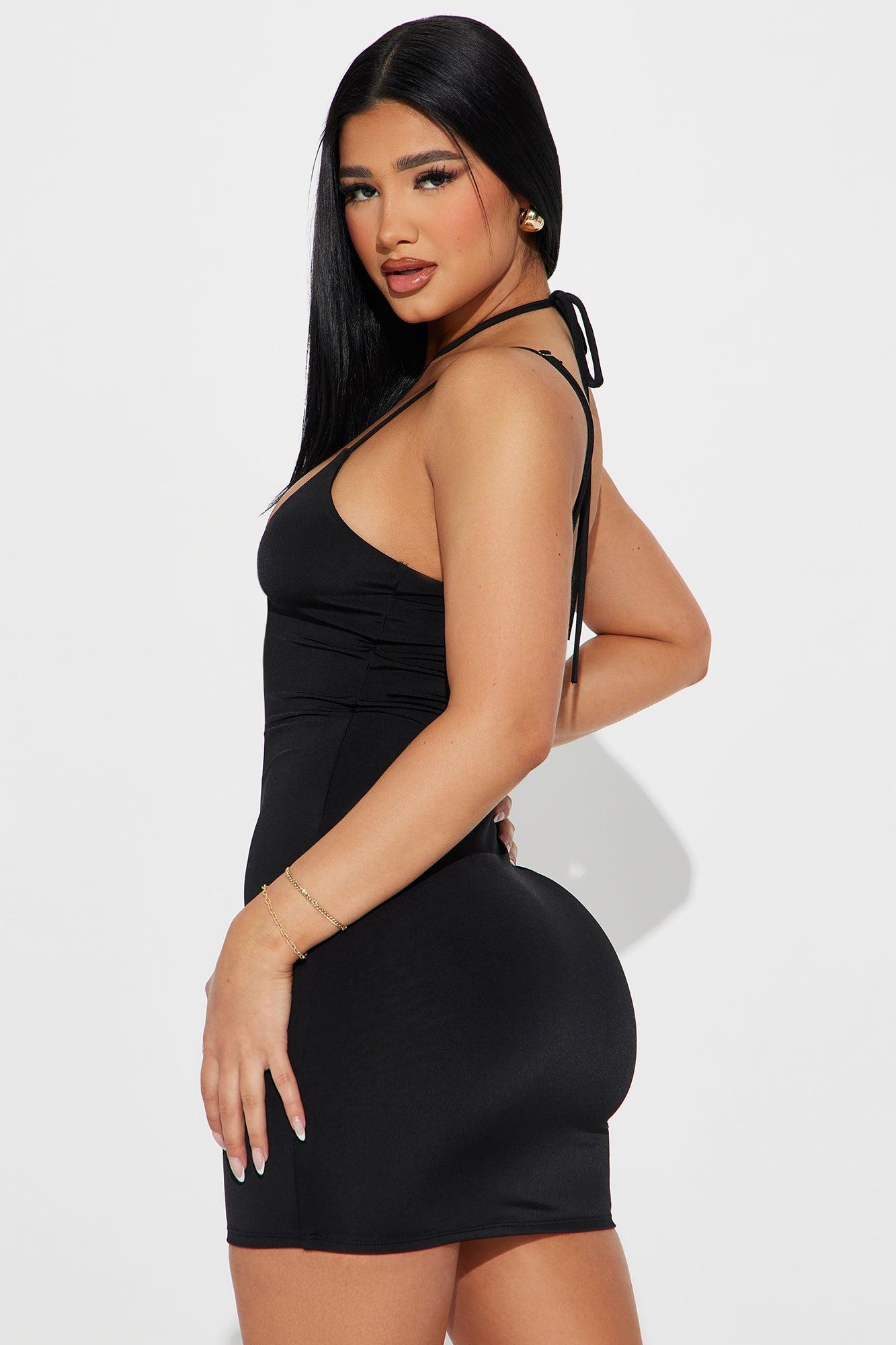 She's Worth It Double Lined Mini Dress - Black Product Image