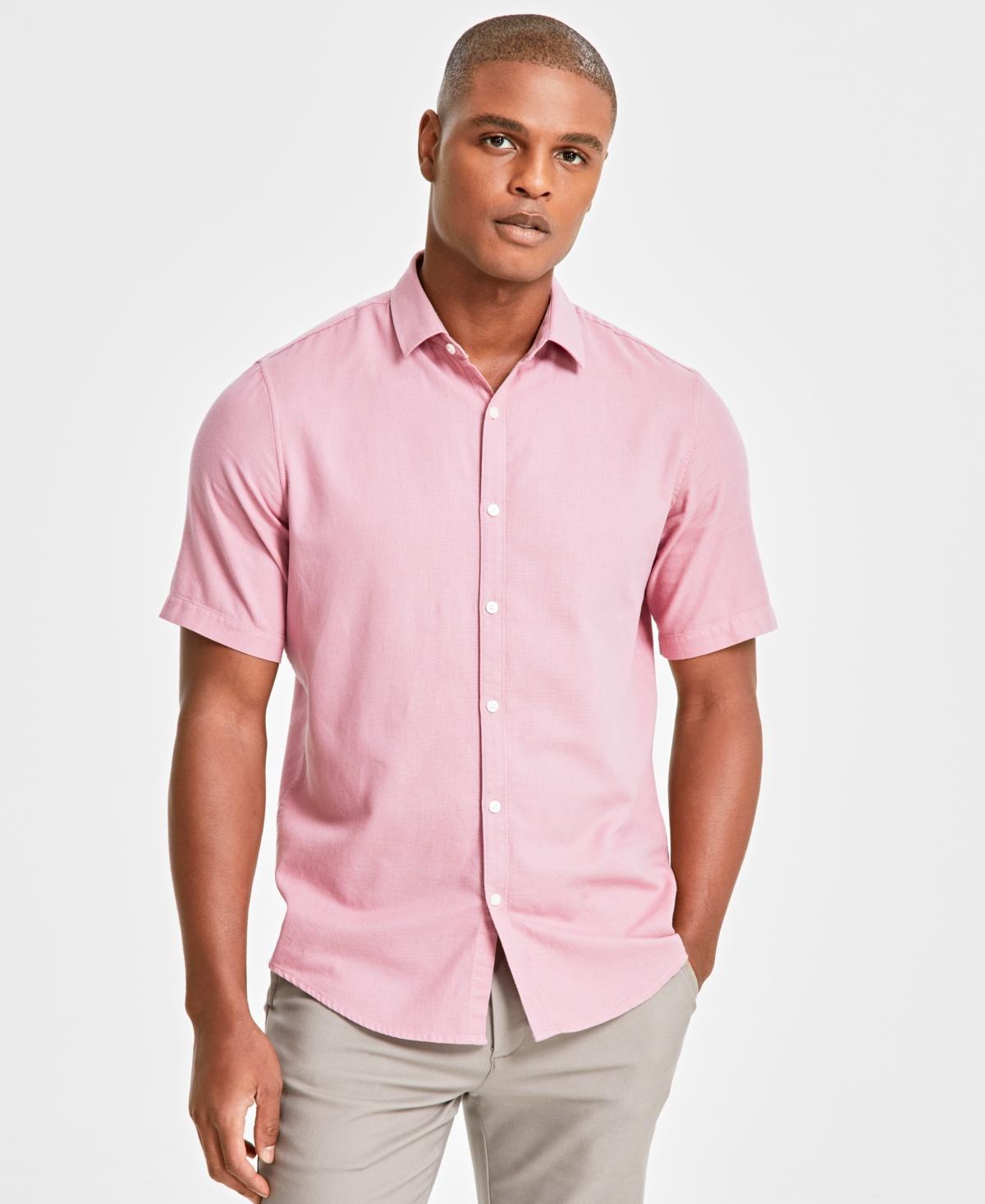 Alfani Mens Short-Sleeve Solid Textured Shirt, Created for Macys Product Image