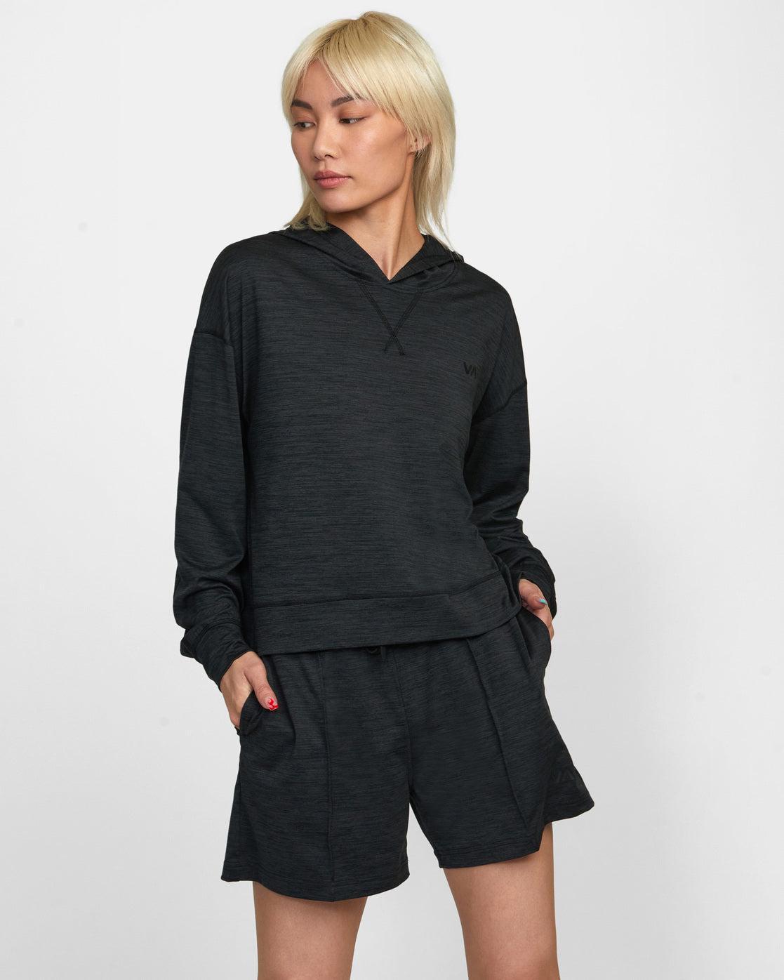 C-Able Cropped Workout Hoodie - Black Product Image