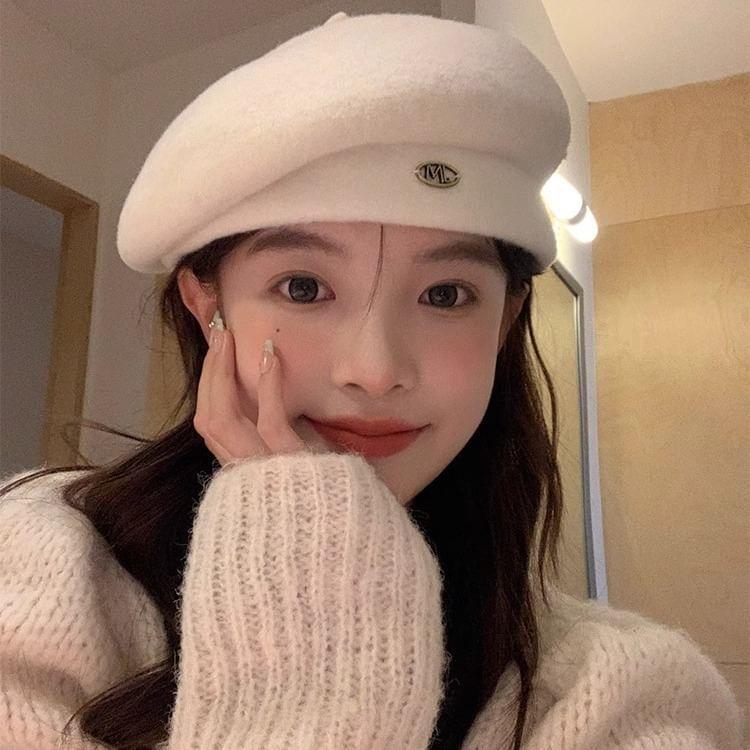 Metal Plate Wool Beret Hat product image