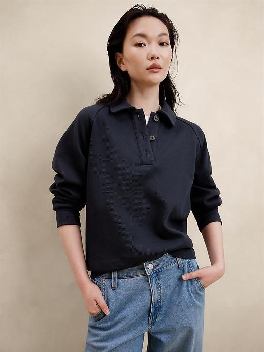 Double Twill Polo Sweatshirt Product Image