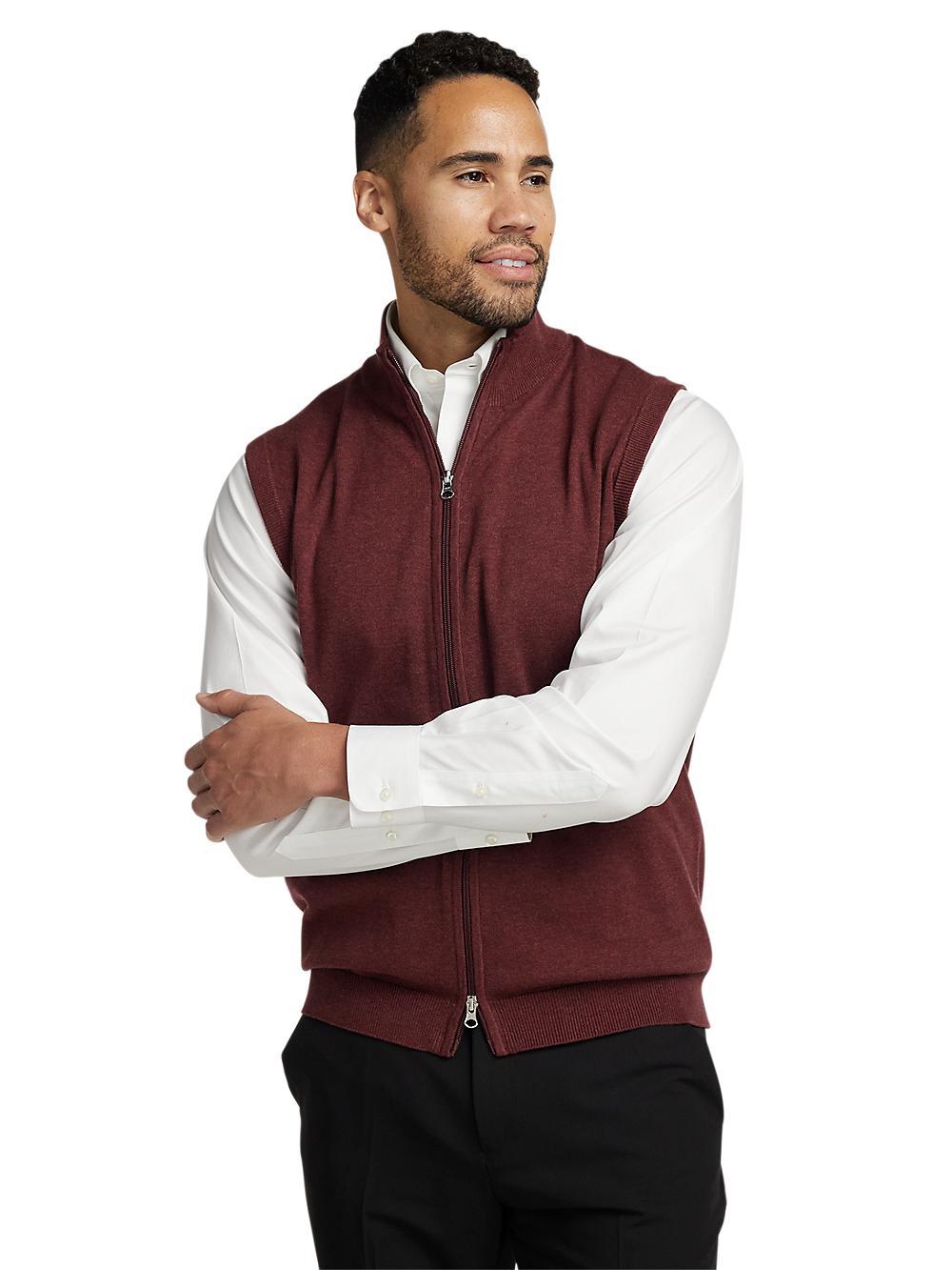 Cotton Full Zip Mock Neck Vest - Black Product Image