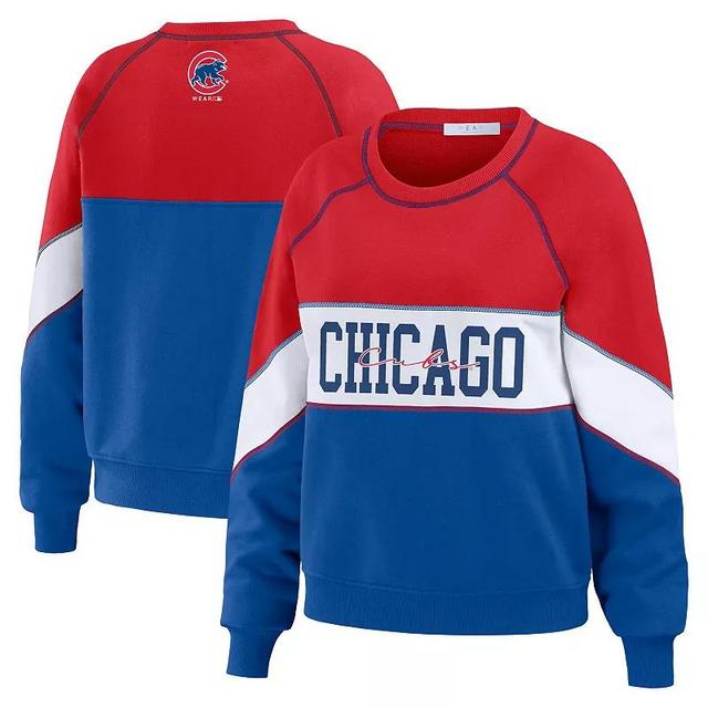 Womens WEAR by Erin Andrews /Royal Chicago Cubs Crewneck Pullover Sweatshirt Product Image