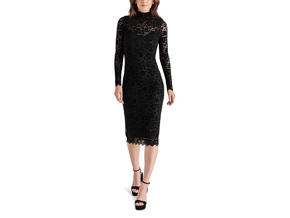 Steve Madden Vivienne Velvet Lace Long Sleeve Midi Dress Product Image