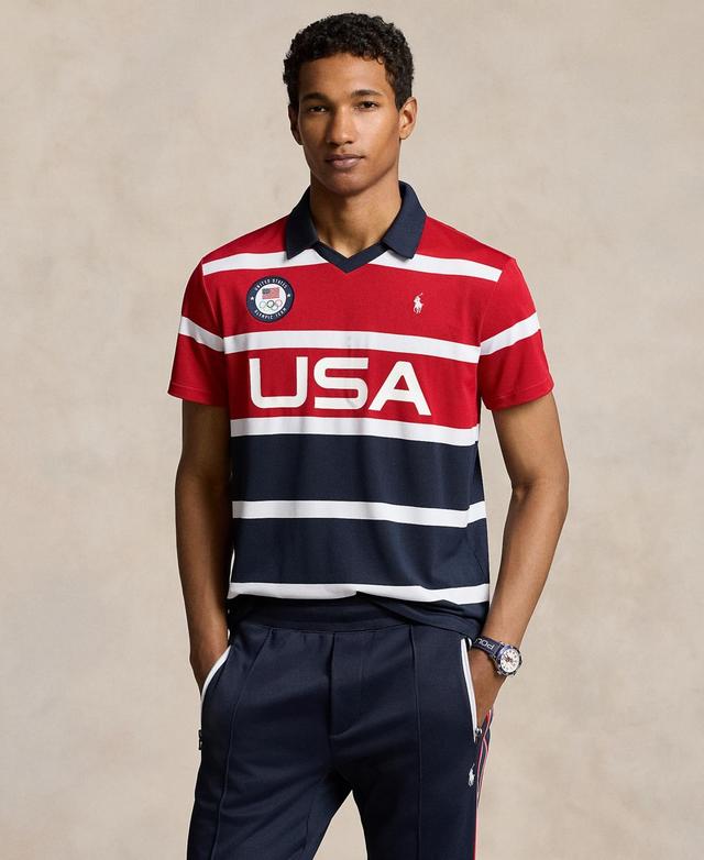 Men's Team USA Custom Slim-Fit Stretch Striped Mesh Polo Shirt Product Image