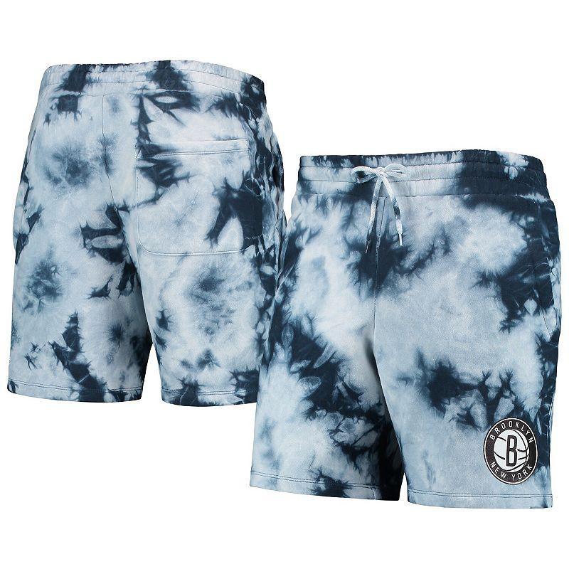 Mens New Era Blue Brooklyn Nets Fleece Tie-Dye Shorts Product Image