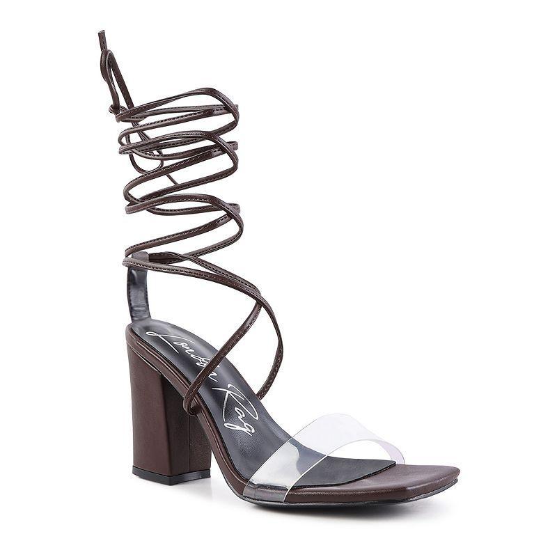 London Rag High Cult Womens Strappy Block Heel Sandals Brown product image