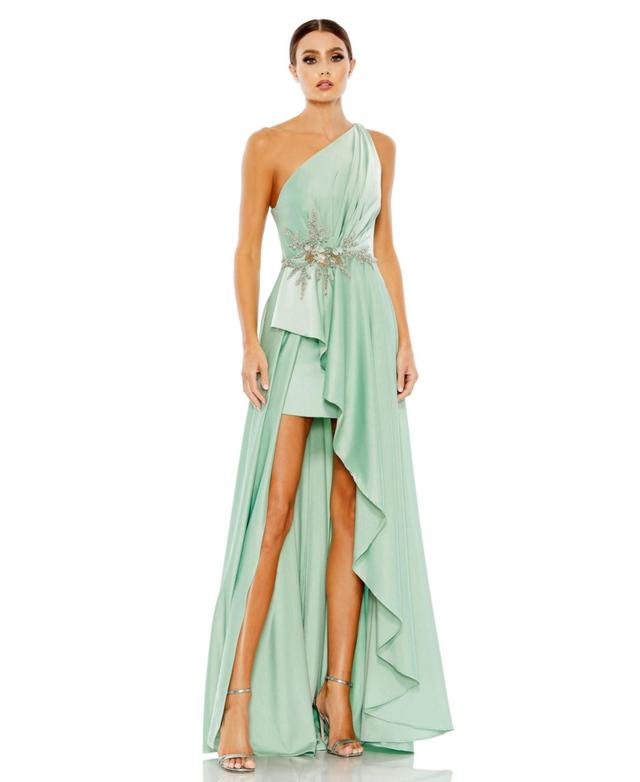 Womens Satin One-Shoulder Gown Product Image