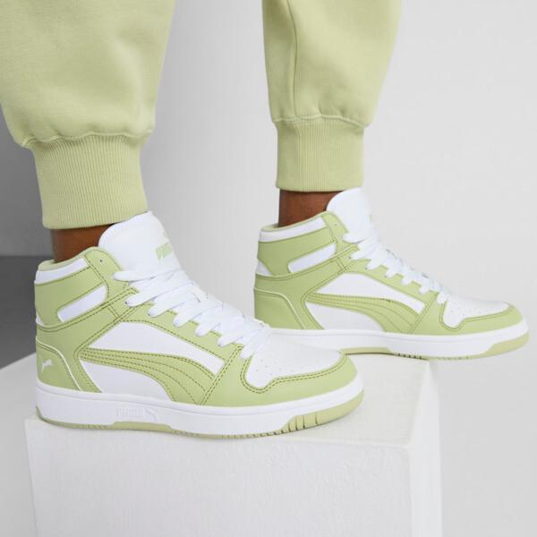 PUMA Rebound LayUP SL Women's Sneakers in White/Pistachio Green/Calming Green Product Image