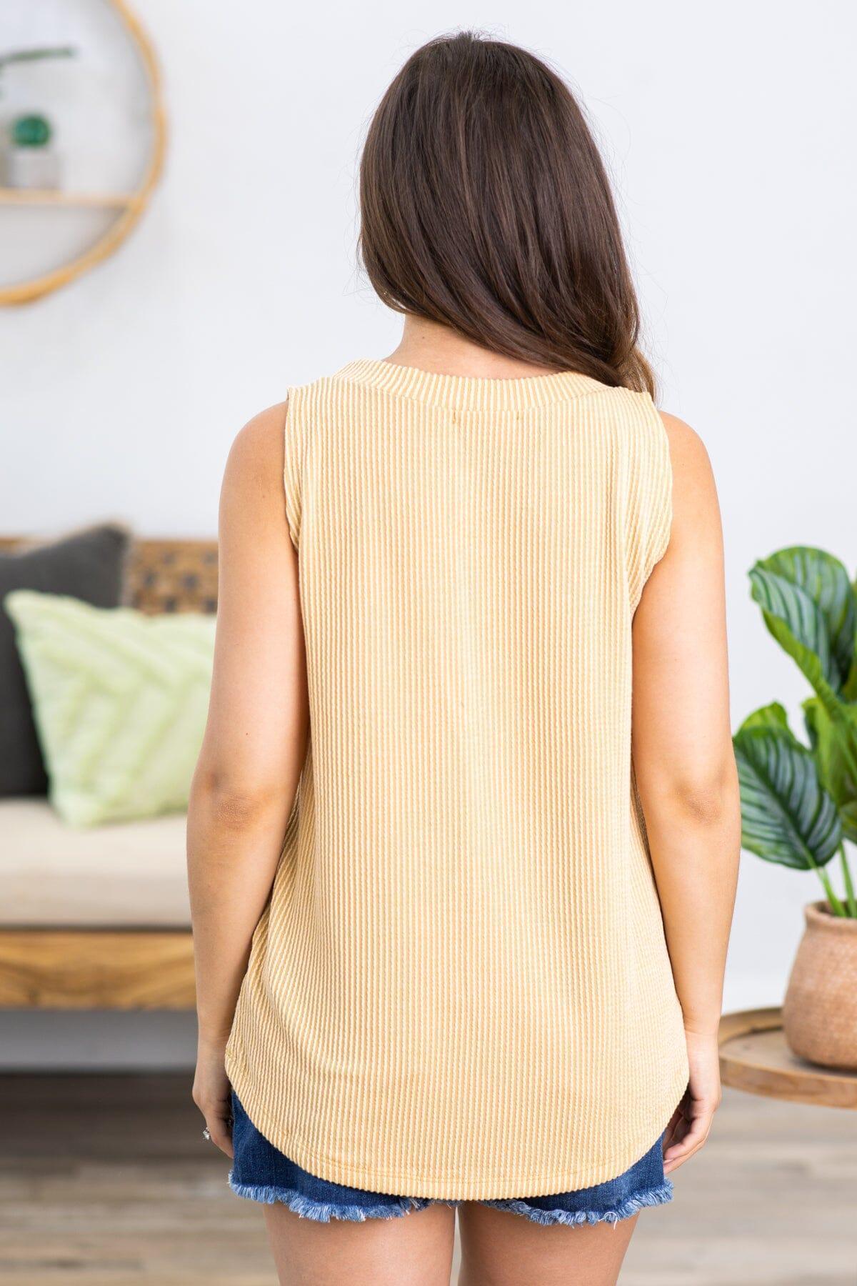 Mustard Ribbed Knit Round Neck Tank Product Image