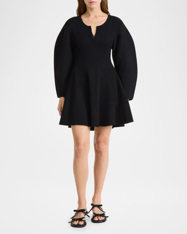 Francesa Ribbed Puff-Sleeve Mini Dress Product Image