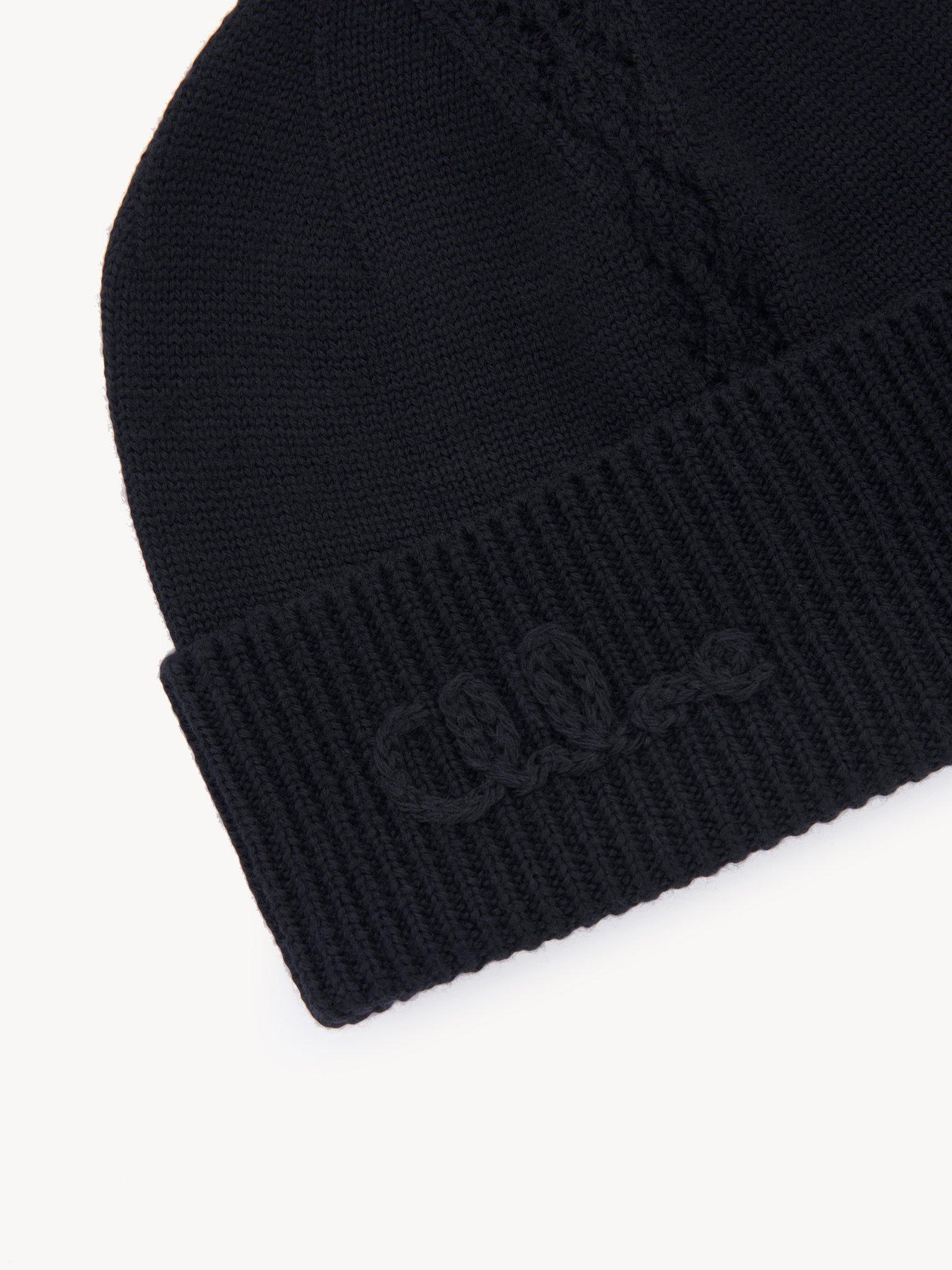 The Chloé Lace Knit beanie in wool & lace jacquard Product Image