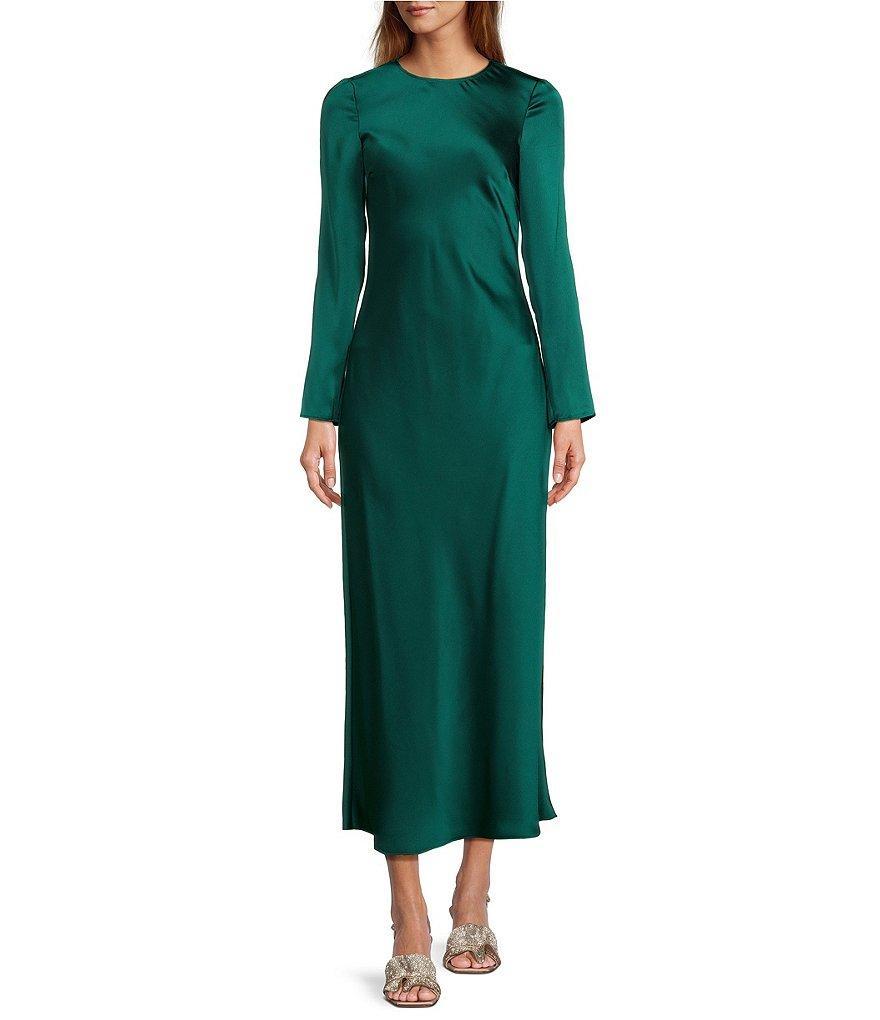 Antonio Melani Asher Satin Crew Neck Long Sleeve Maxi Dress Product Image