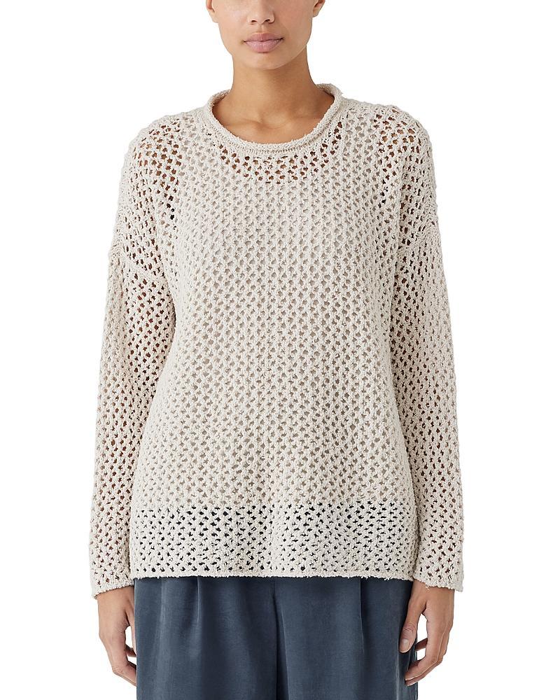 Eileen Fisher Cotton Crewneck Mesh Sweater Product Image