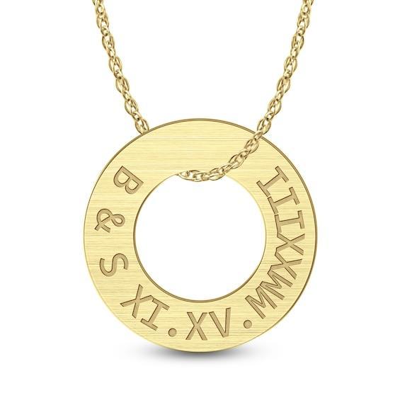 Men's Engravable Roman Numeral 30.0mm Circle Pendant (1 Line and Date) - 22" Product Image